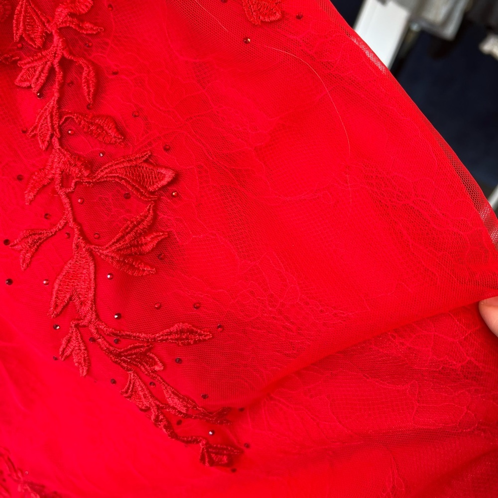 SHERRI HILL RED STRAPLESS CORSET A-LINE PROM DRESS 55760 SIZE 6 NWT PROM - Picture 9 of 12